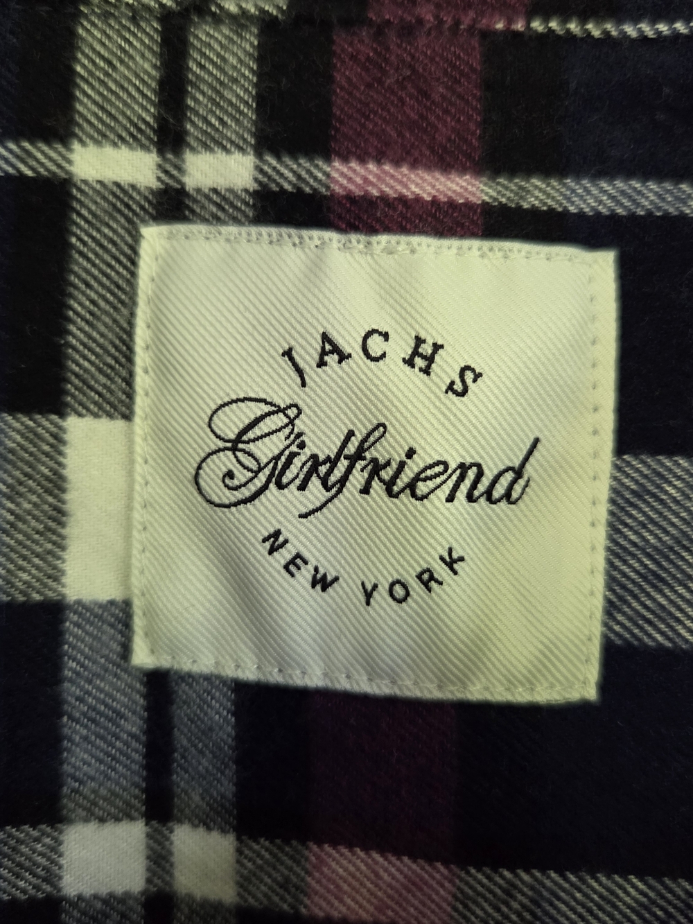 JACH'S Girlfriend New York Plaid Flannel Button-Up Shirt Blue Pink White M - Picture 6 of 8